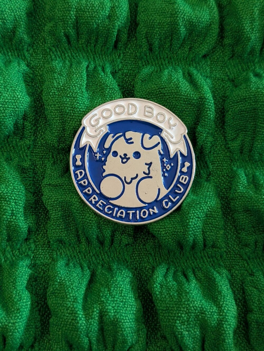 Good Boy Appreciation Club Blue & Silver Enamel Pin